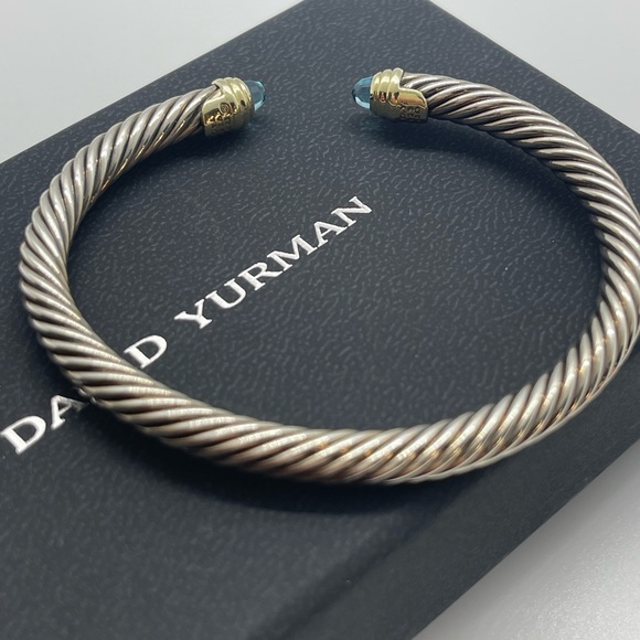 David Yurman Classic Cable Bracelet with 14K Yellow Gold and Blue Topaz, 5mm - Picture 11 of 11